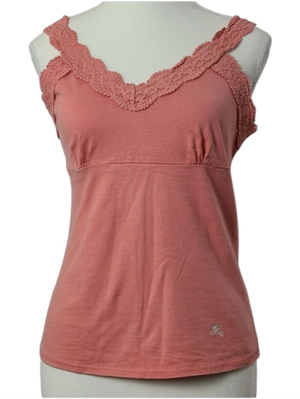 Burberry London Vintage Sweetheart Neck Crochet Trim Tank Top Women’s Size 8